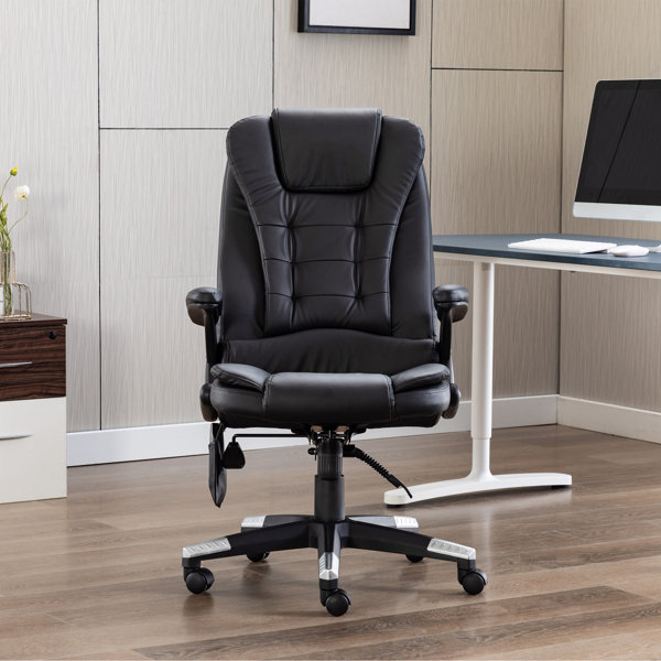 Inbox Zero Ergonomic Faux Leather Heated Massage Executive Chair